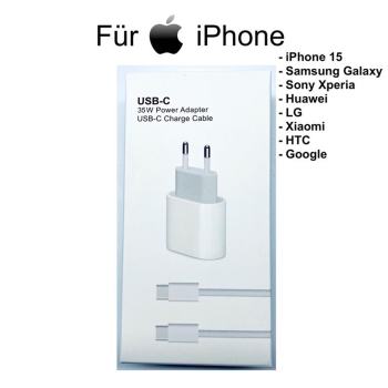 Apple iPhone 15 | Samsung | Huawei | 35 Watt Adapter + 60W USB-C auf USC-C Ladekabel 1m Schnellladekabel Datenkabel